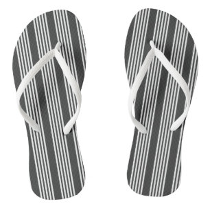 White and charcoal five stripes pattern flip flops