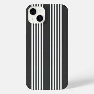 White and charcoal five stripes pattern iPhone 14 plus case
