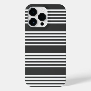 White and charcoal five stripes pattern iPhone 14 pro max case