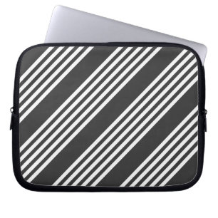 White and charcoal five stripes pattern laptop sleeve