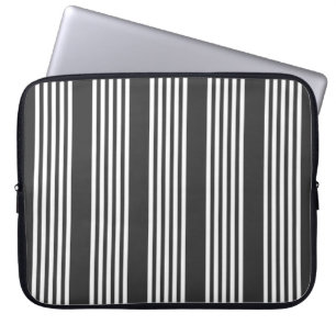 White and charcoal five stripes pattern laptop sleeve