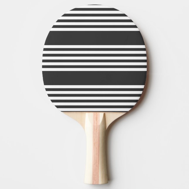 White and charcoal five stripes pattern ping pong paddle (Front)
