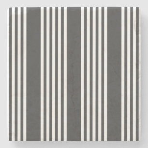 White and charcoal five stripes pattern stone coaster