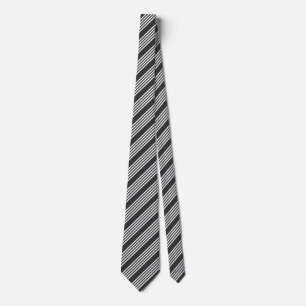 White and charcoal five stripes pattern tie