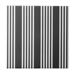 White and charcoal five stripes pattern tile