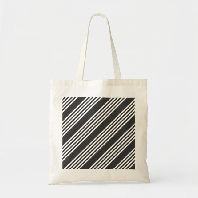 White and charcoal five stripes pattern tote bag (Front)
