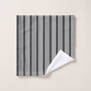 White and charcoal five stripes pattern wash cloth