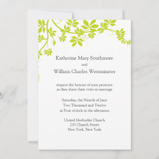 White And Chartreuse Wedding Invitations