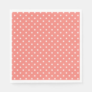 White and Coral Pink Polka Dot Pattern Napkin