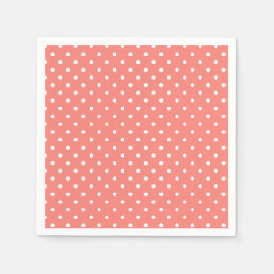 White and Coral Pink Polka Dot Pattern Napkin