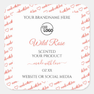 White and Coral Word Cloud Product Labels Add Logo
