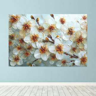 White and Cream Blossoms with Orange Centres – Abs Canvas Print