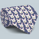 White and Cream French Bulldog Blue Neck Tie<br><div class="desc">A fun little White or Cream French Bulldog or Frenchie pattern on a blue background.  Great for all dog lovers,  pet sitters,  dog walkers and veterinarians.  Original art by Nic Squirrell.</div>