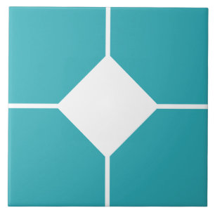 White and Cyan blue diamond cross tile