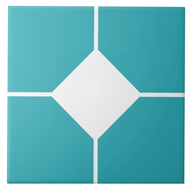 White and Cyan blue diamond cross tile (Front)
