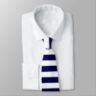 White and Dark Blue Horizontally-Striped