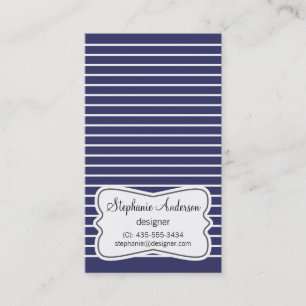 White and Dark Blue Stripes Business Card