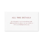 White and Dark Red Elegant Text | Wedding Details