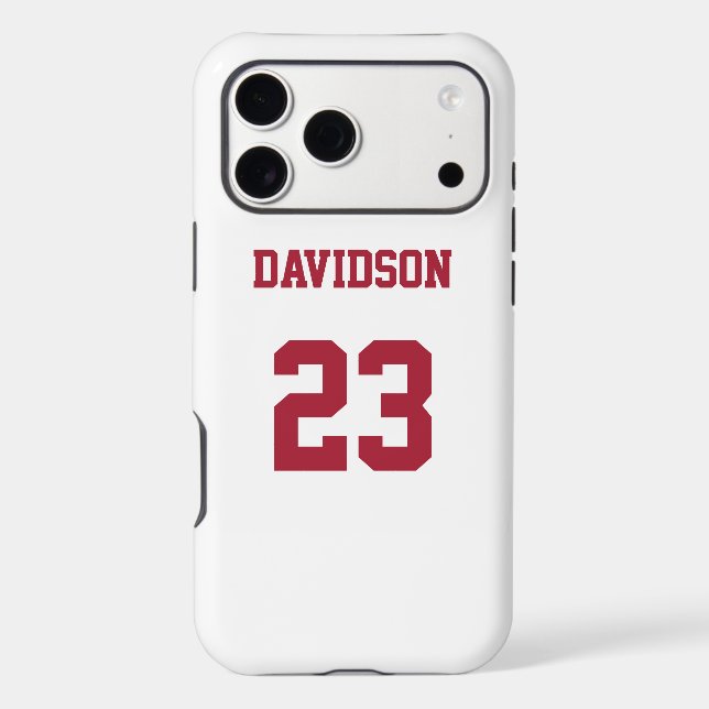 White and Deep Red Jersey Name Number Custom (Back)