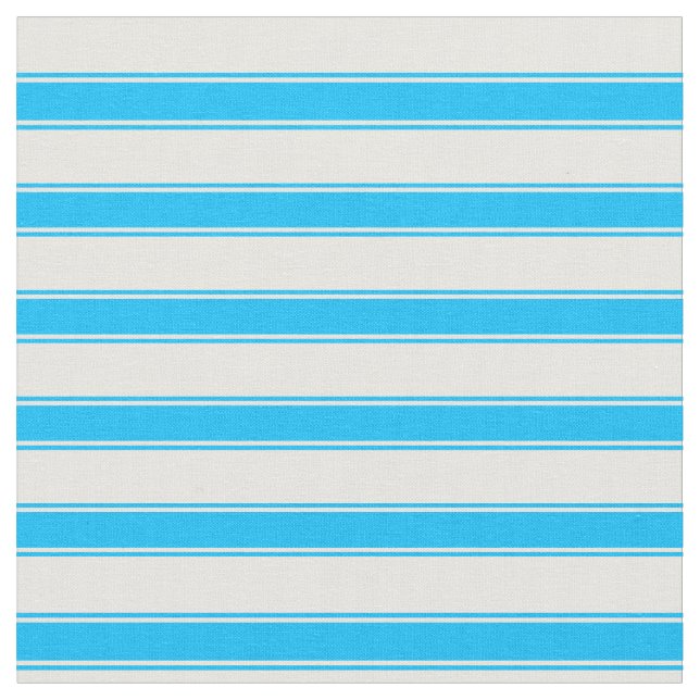 White and Deep Sky Blue Coloured Striped Pattern Fabric (Close Up)