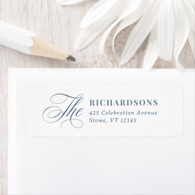 White and Dusty Blue Calligraphy | Return Address (Insitu)