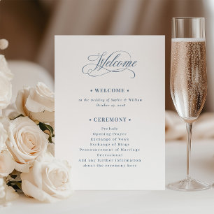 White and Dusty Blue   Luxe Wedding Welcome Programme