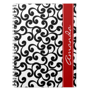White and Ebony Monogrammed Elements Print Notebook