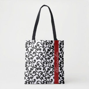 White and Ebony Monogrammed Elements Print Tote Bag