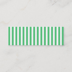 White and Emerald Vertical Stripes Mini Business Card