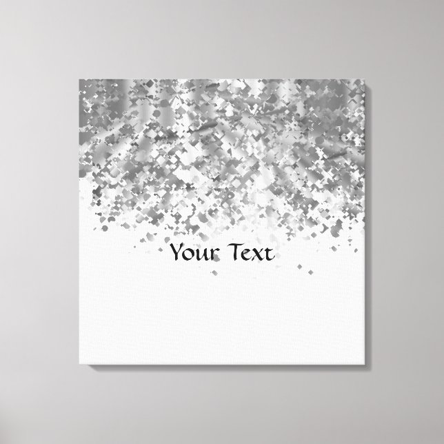 White and faux glitter personalised canvas print (Front)