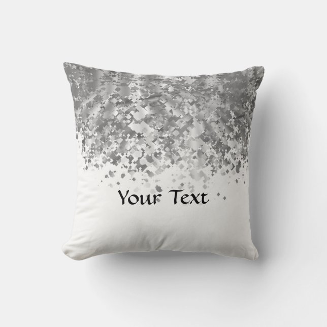 White and faux glitter personalised cushion (Front)