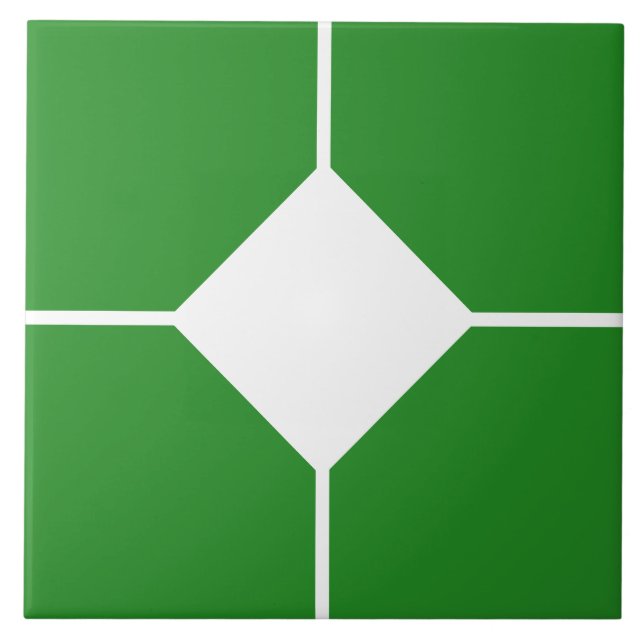 White and Forest Green diamond cross tile (Front)