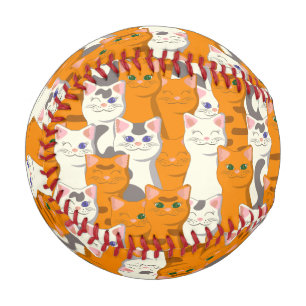 White and ginger cats pattern green eyes blue eyes baseball