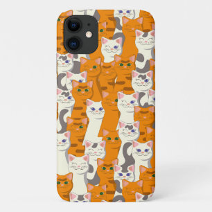 White and ginger cats pattern green eyes blue eyes iPhone 11 case