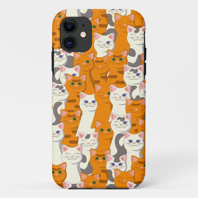 White and ginger cats pattern green eyes blue eyes Case-Mate iPhone case (Back)