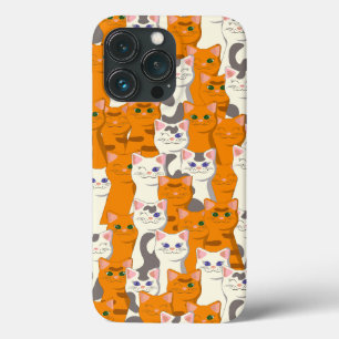 White and ginger cats pattern green eyes blue eyes iPhone 13 pro case