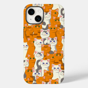 White and ginger cats pattern green eyes blue eyes Case-Mate iPhone 14 case