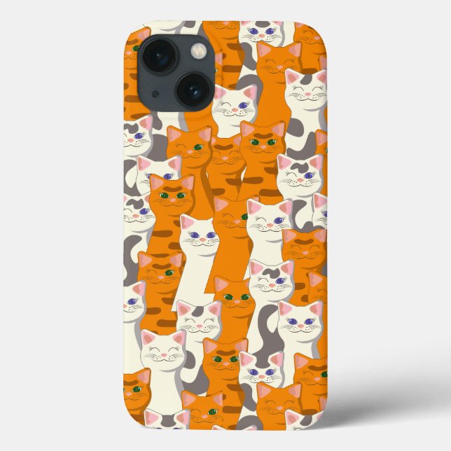 White and ginger cats pattern green eyes blue eyes Case-Mate iPhone case (Back)
