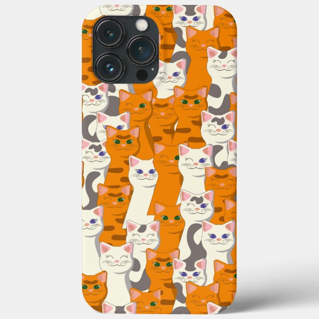 White and ginger cats pattern green eyes blue eyes Case-Mate iPhone case (Back)