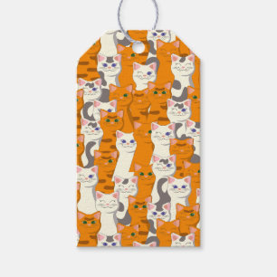 White and ginger cats pattern green eyes blue eyes gift tags