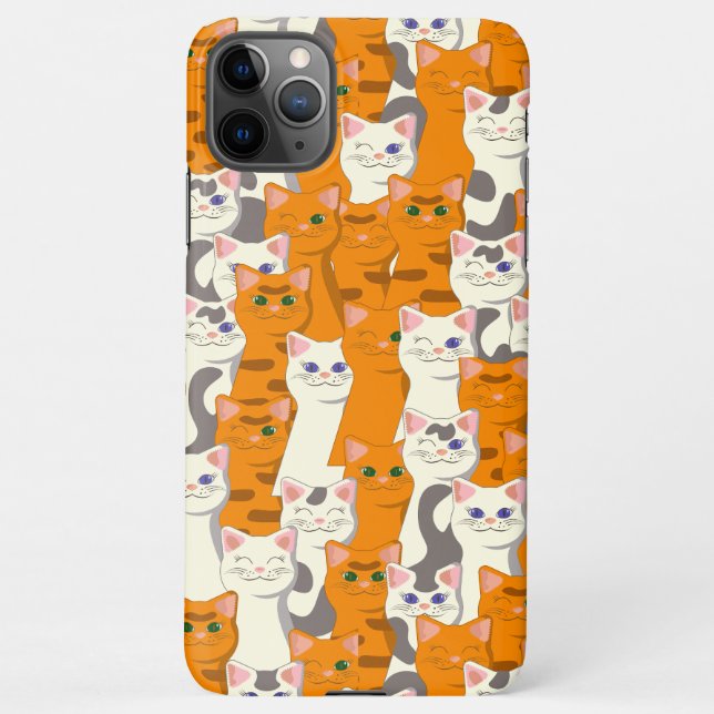 White and ginger cats pattern green eyes blue eyes iPhone case (Back)
