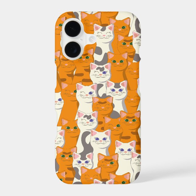 White and ginger cats pattern green eyes blue eyes iPhone case (Back)