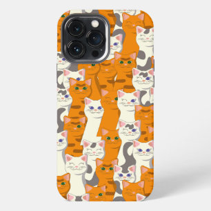 White and ginger cats pattern green eyes blue eyes iPhone 13 pro max case