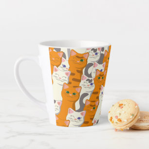 White and ginger cats pattern green eyes blue eyes latte mug