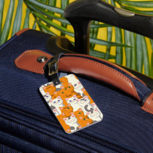 White and ginger cats pattern green eyes blue eyes luggage tag
