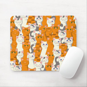 White and ginger cats pattern green eyes blue eyes mouse mat