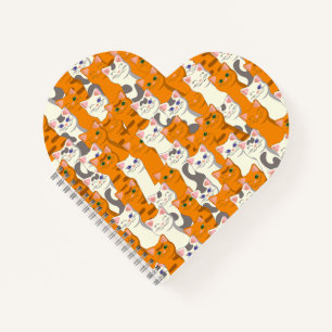 White and ginger cats pattern green eyes blue eyes notebook