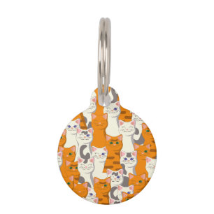 White and ginger cats pattern green eyes blue eyes pet tag