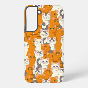 White and ginger cats pattern green eyes blue eyes samsung galaxy case