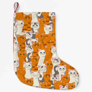 White and ginger cats pattern green eyes blue eyes small christmas stocking